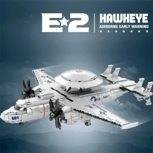 1144PCS E2 Early Warning Aircraft Building Blocks Military Air Force Fighter Plane Model Bricks Desktop Ornaments Kids Toys Gift 1
