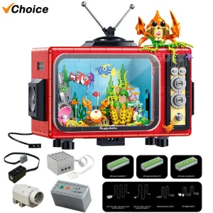 2026 Classic Electric TV Aquarium Building Kit Dynamic Mist & LED Light Display Retro Themed Home Decor Gift for Adults & Kids 1