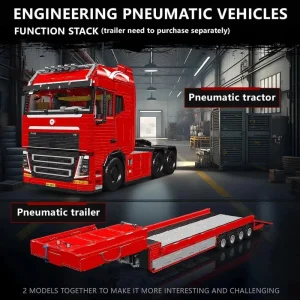 MOULD KING 19015S Technical Heavy Duty Trailer FH16 Tractor Truck Model Building Blocks Pneumatic Truck Toy for Adult Kids Gifts 1