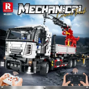 Reobrix Heavy Truck Remote Control BrickR22011Full-Function Crane Engineering Building Block Assembly Toy for Boys 1