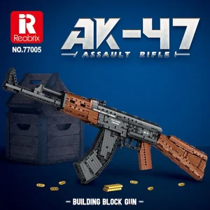 In stock Reobrix 77005 Military AK47 Building Block Gun with Shooting Function, Assembled Model, Educational Toy for Boys (Battl 1